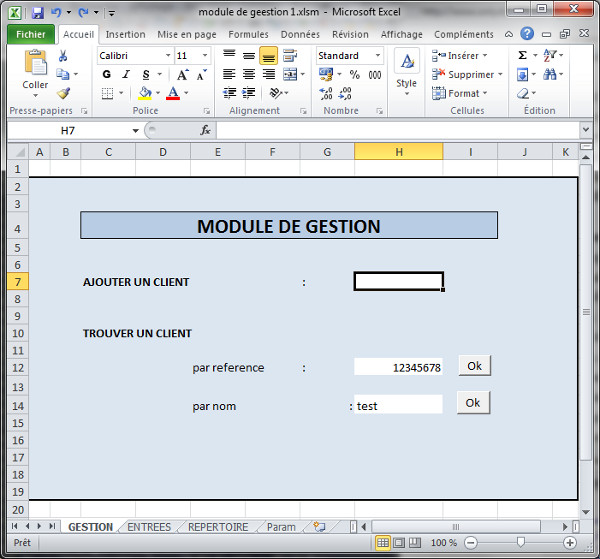 Module gestion contacts simplifié