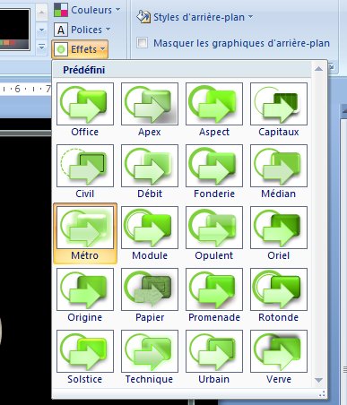 effets des thèmes Powerpoint 2007