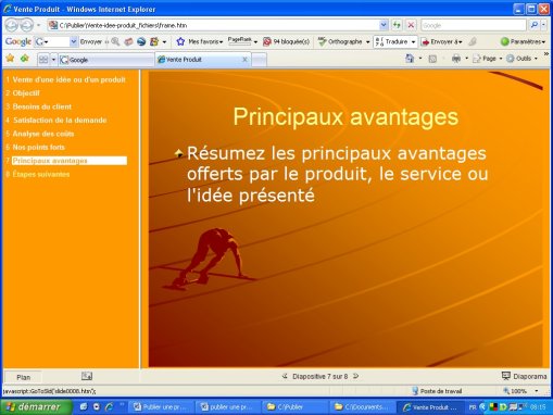 Visualiser la présentation sur le navigateur Web